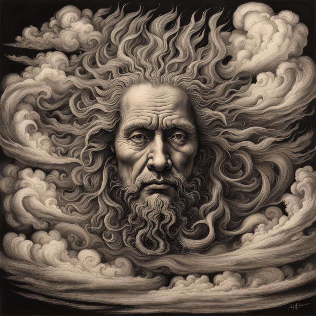 Fiery Face: A Charcoal Drawing Reimagined