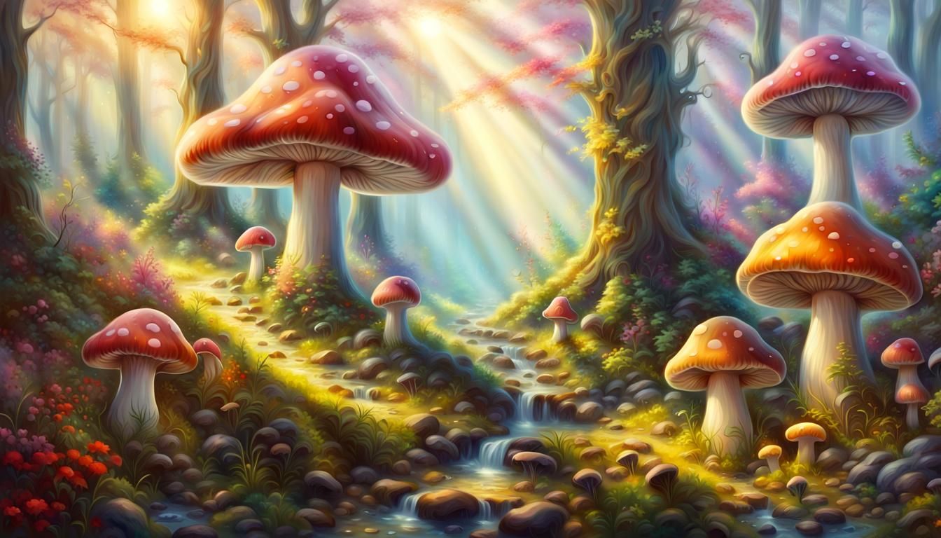 Enchanted Mushroom Glade in Soft Focus