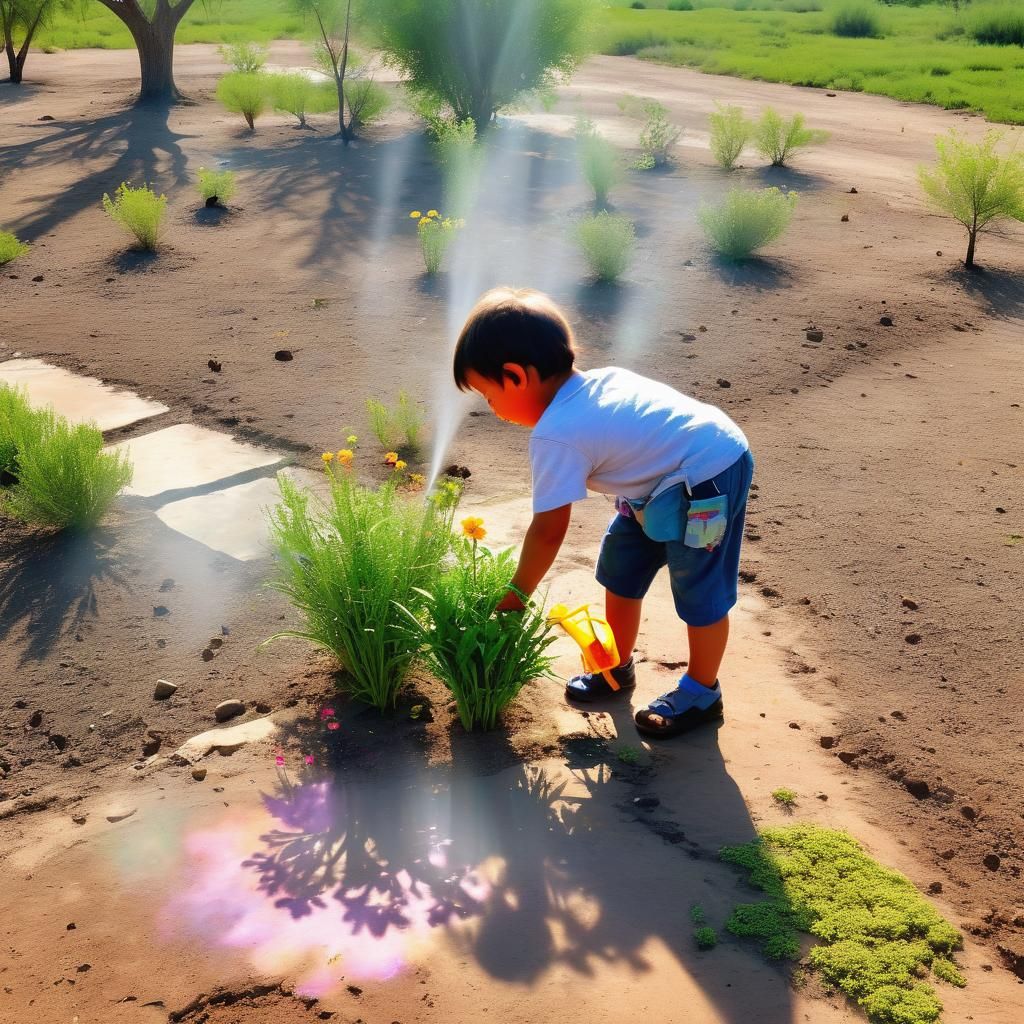 Child Waters Barren Garden: 3D Anime Art