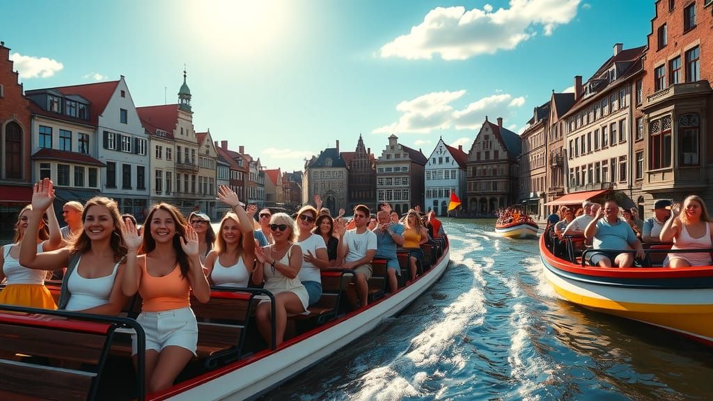 Vibrant Bruges Canal Scene in Summer