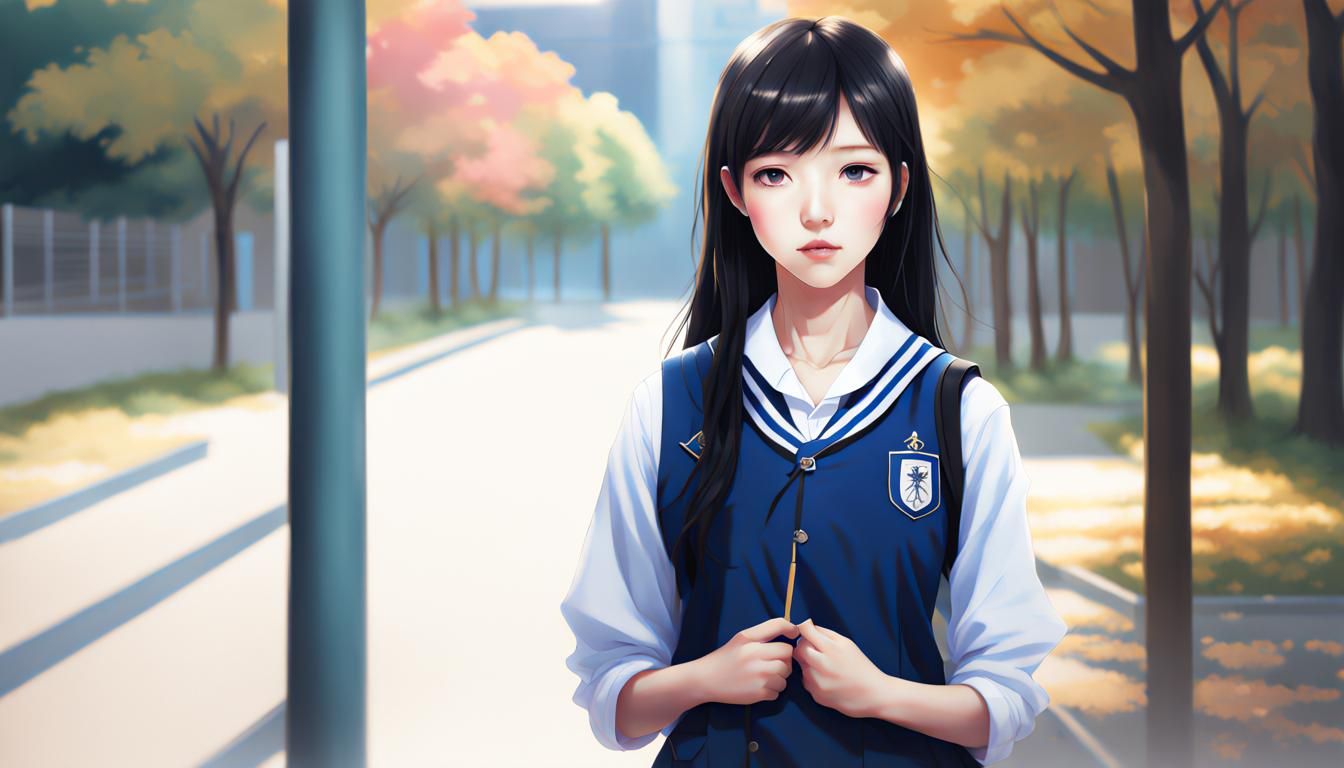 Beautiful Korean Girl in High School Uniform