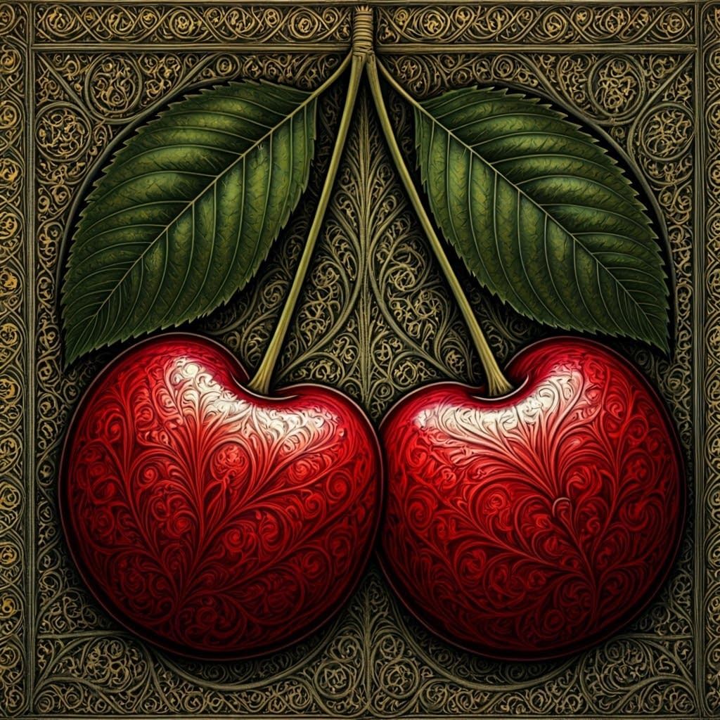 Ornate Gothic Cherries in Whimsical Detail