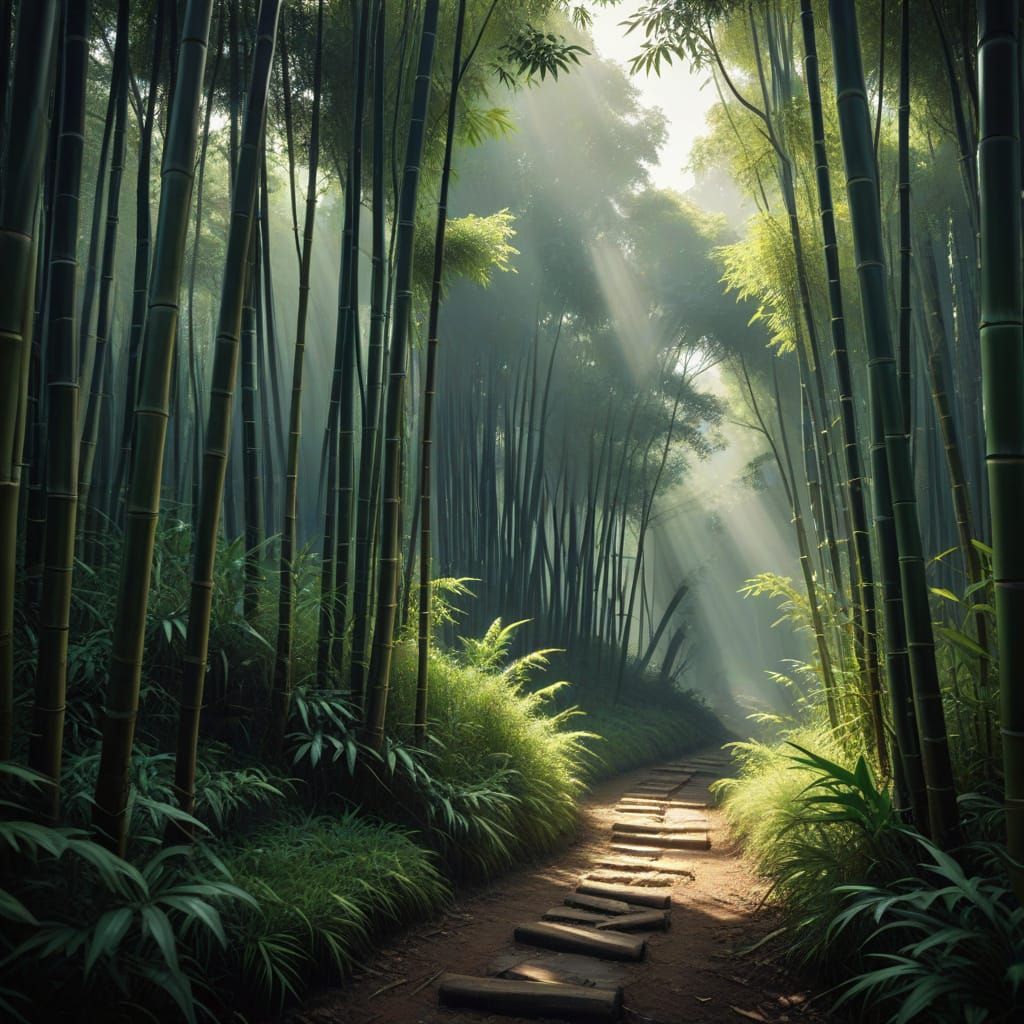 Magical Bamboo Forest Pathway