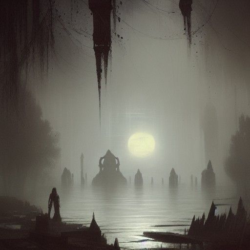 Sinister Moonlit Cathedral Ruins