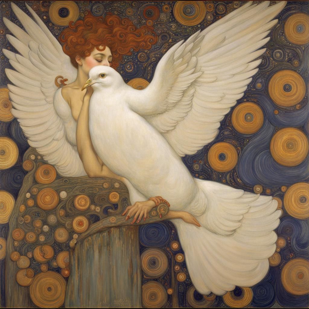 Dove in Art Nouveau Style