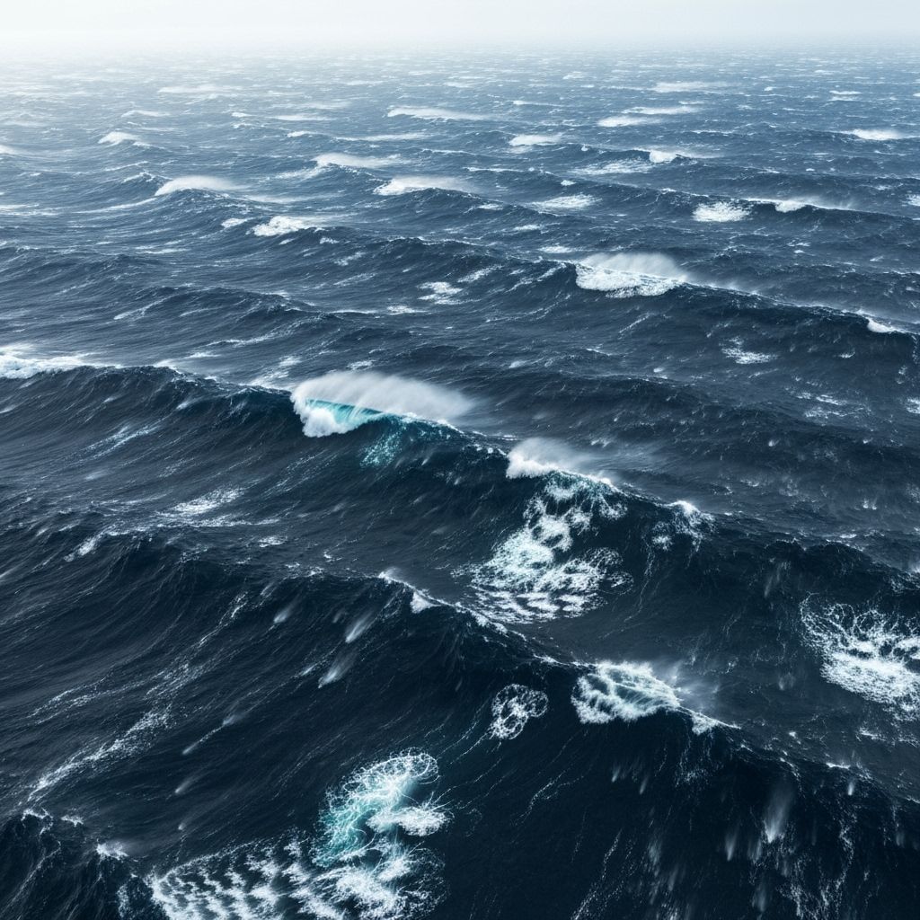 Turbulent Nitrogen Ocean Planet in Sci-Fi Style