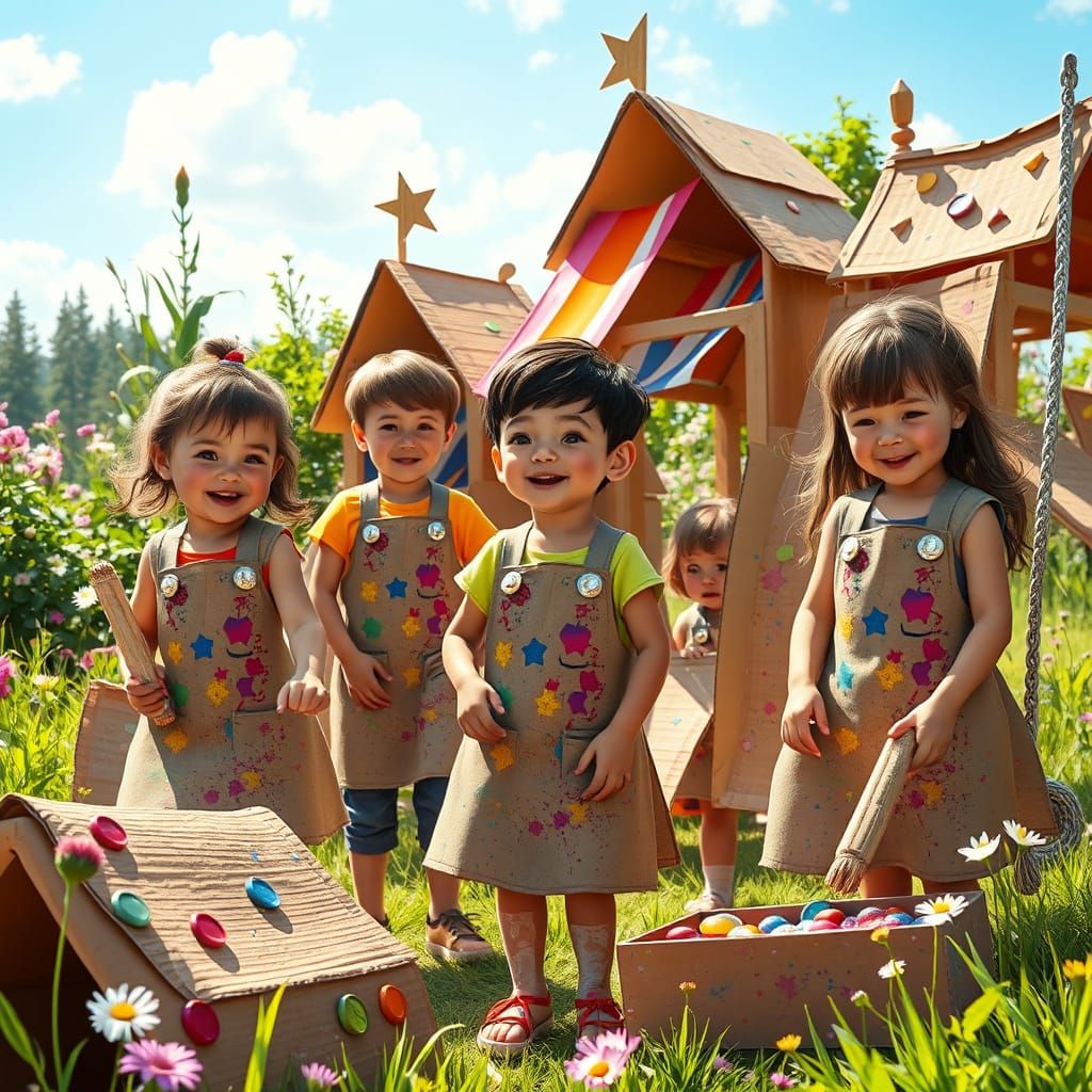 Children's Whimsical Playground in Vibrant Digital Art