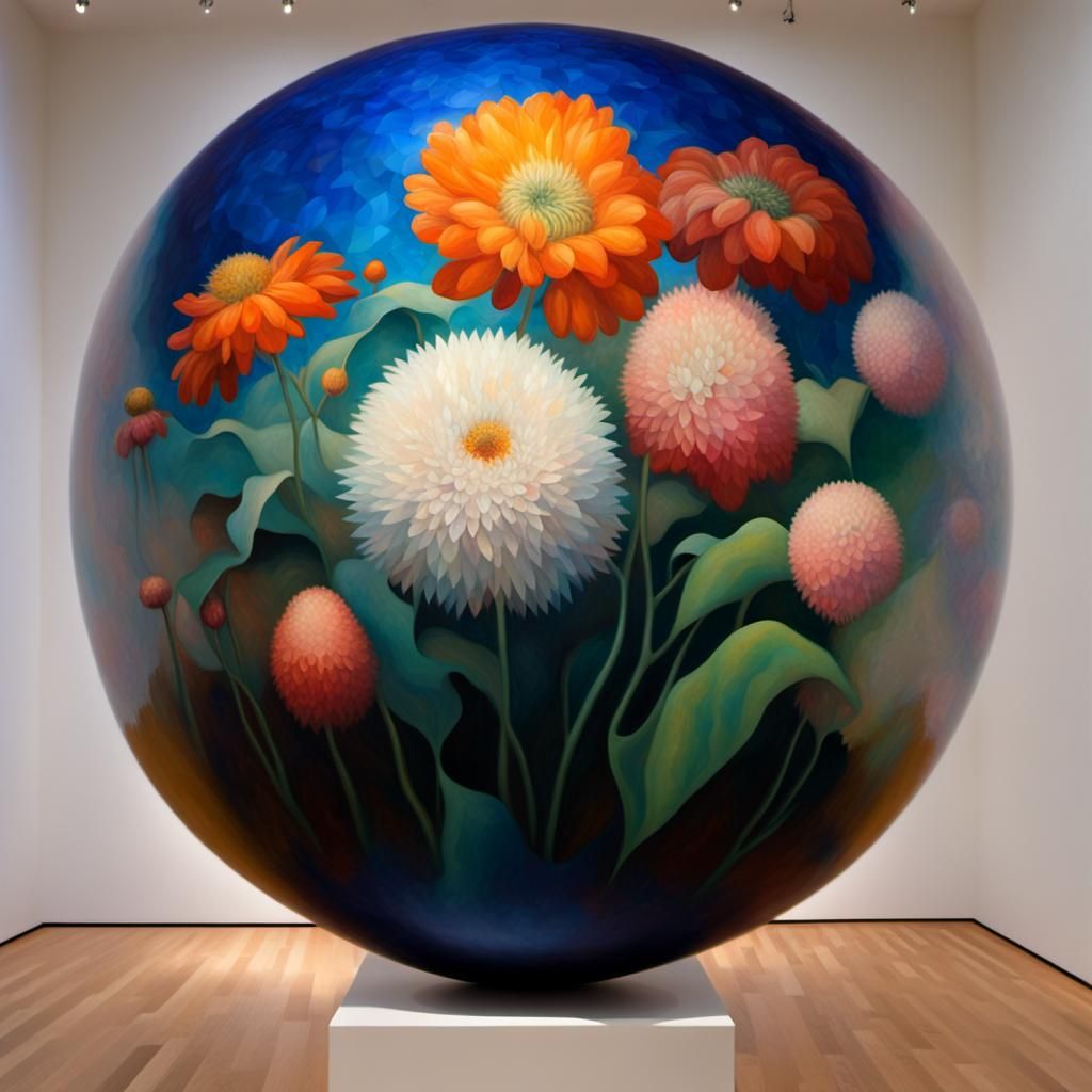 Surreal Sphere: Visionary Art with Floral Tessellations