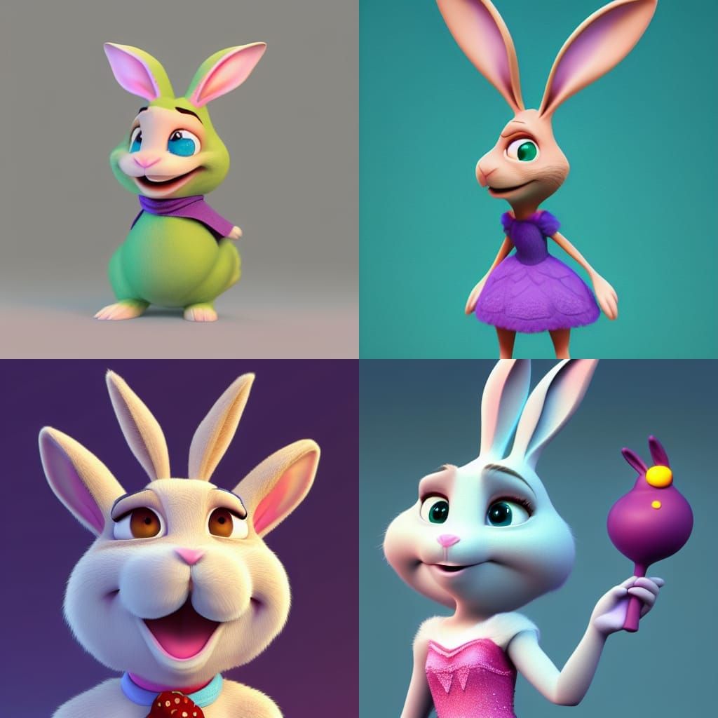Rabbit Elsa: Pixar-Style 3D Digital Art