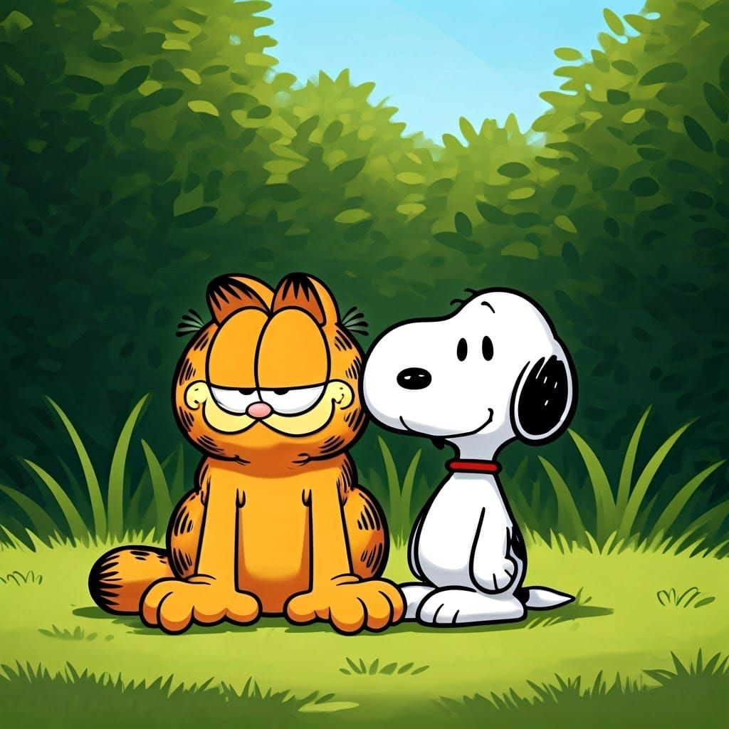 Garfield and Snoopy: A Nostalgic Friendship Moment