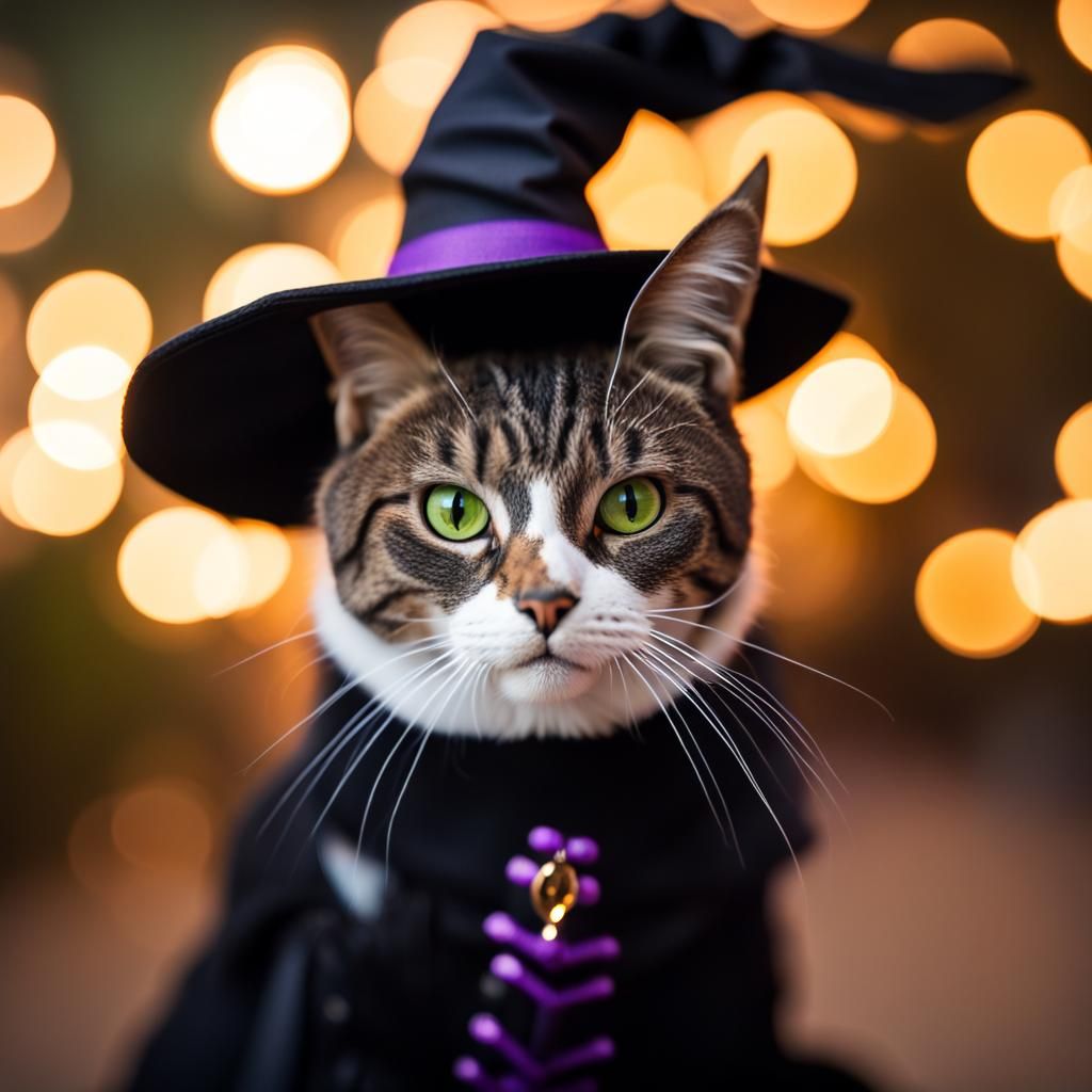 Cat in Witch Costume, Professional Photography