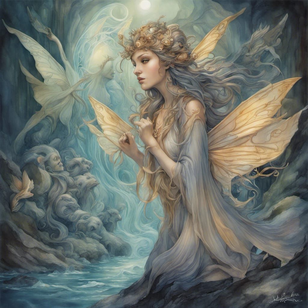 Ethereal Fairies' Journey Through Time: Whimsical Watercolor