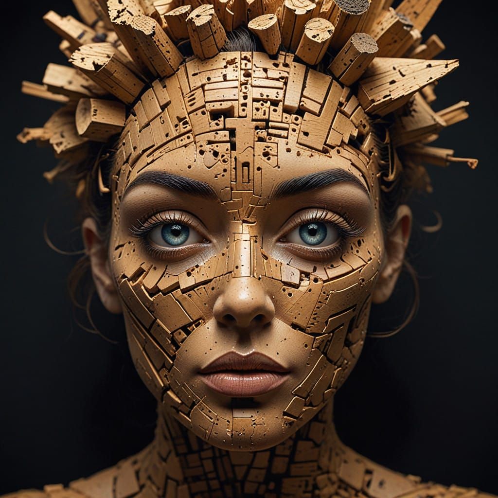 Cork Fused Humanoid Fractal Face
