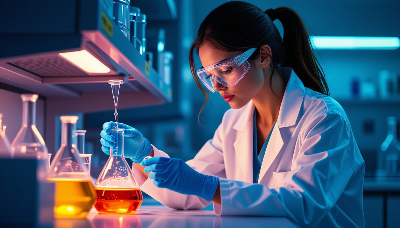 Scientist Working Under Fume Hood in Syd Mead Style