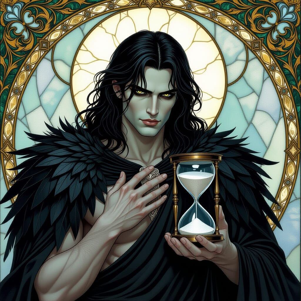 God of Death and Dreams in Tiffany Glass Style