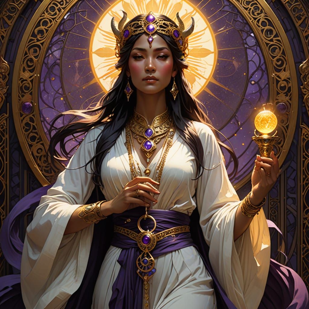 Ethereal Priestess in Dark Fantasy Ritual