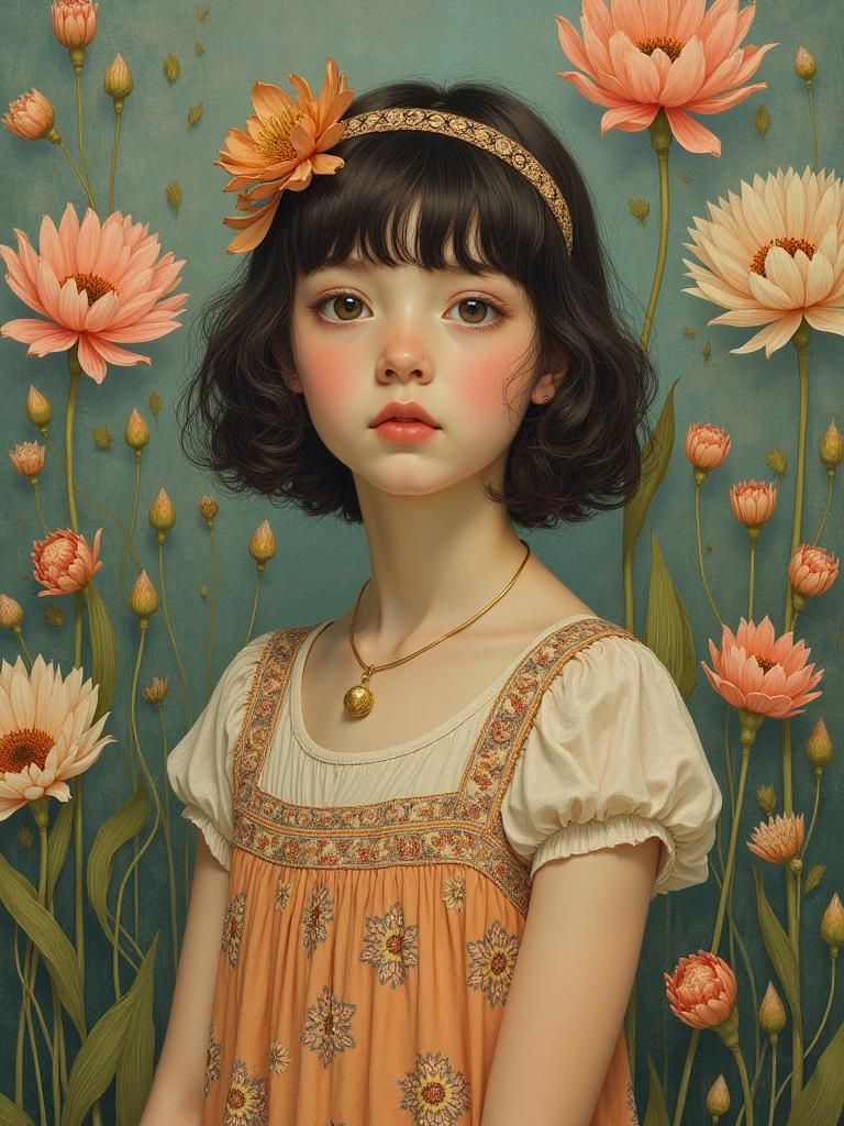 Surreal Gatsby Girl in Shin Hanga Style