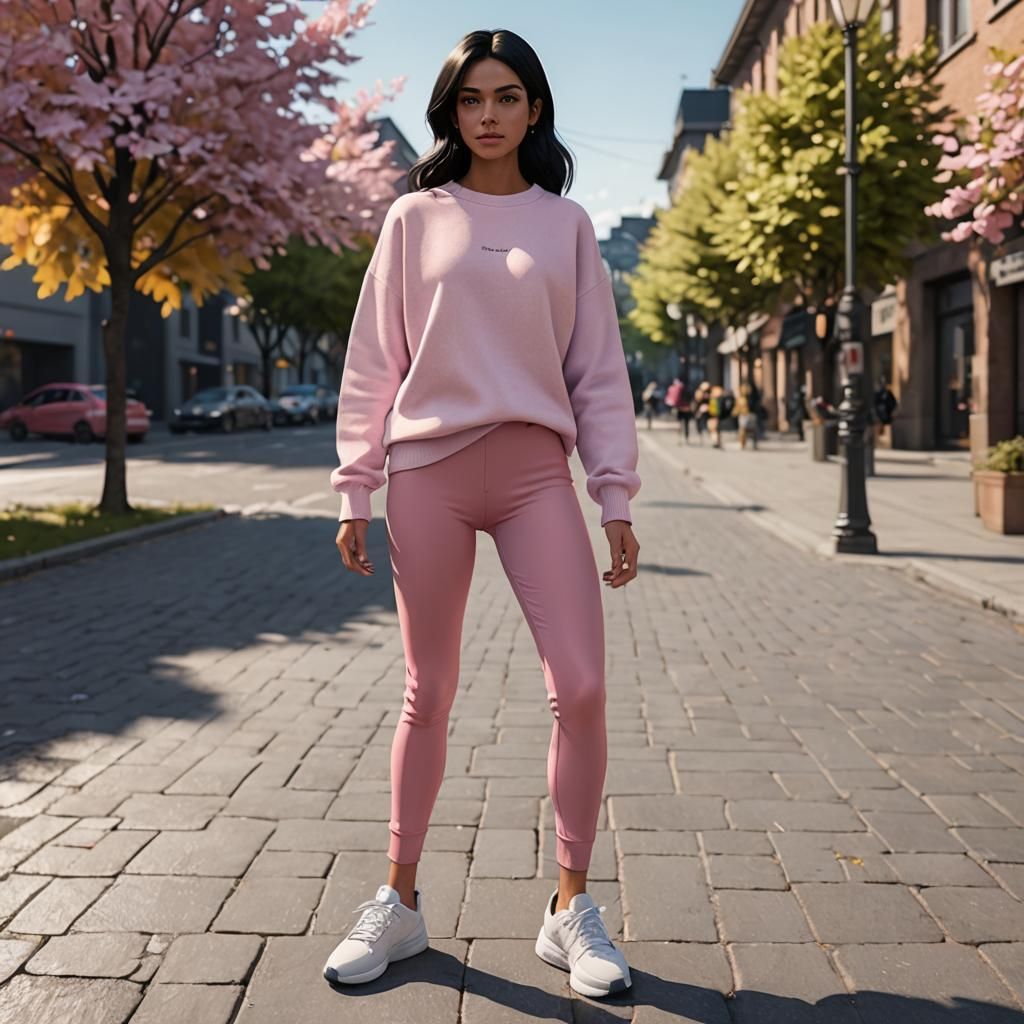 3D Render of Woman in Pink Outfit