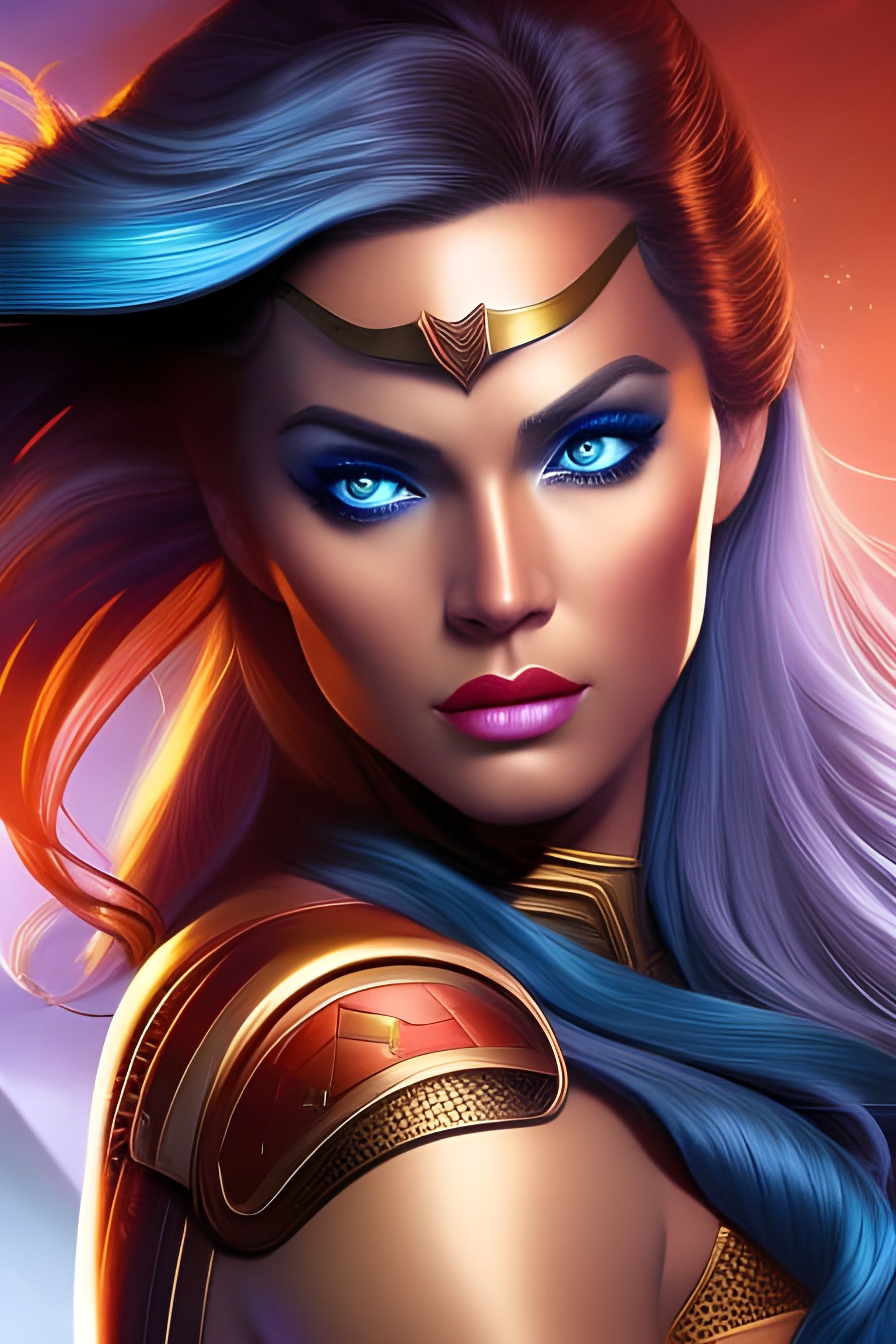 Wonder Woman Close-Up: Digital Comic Book Art