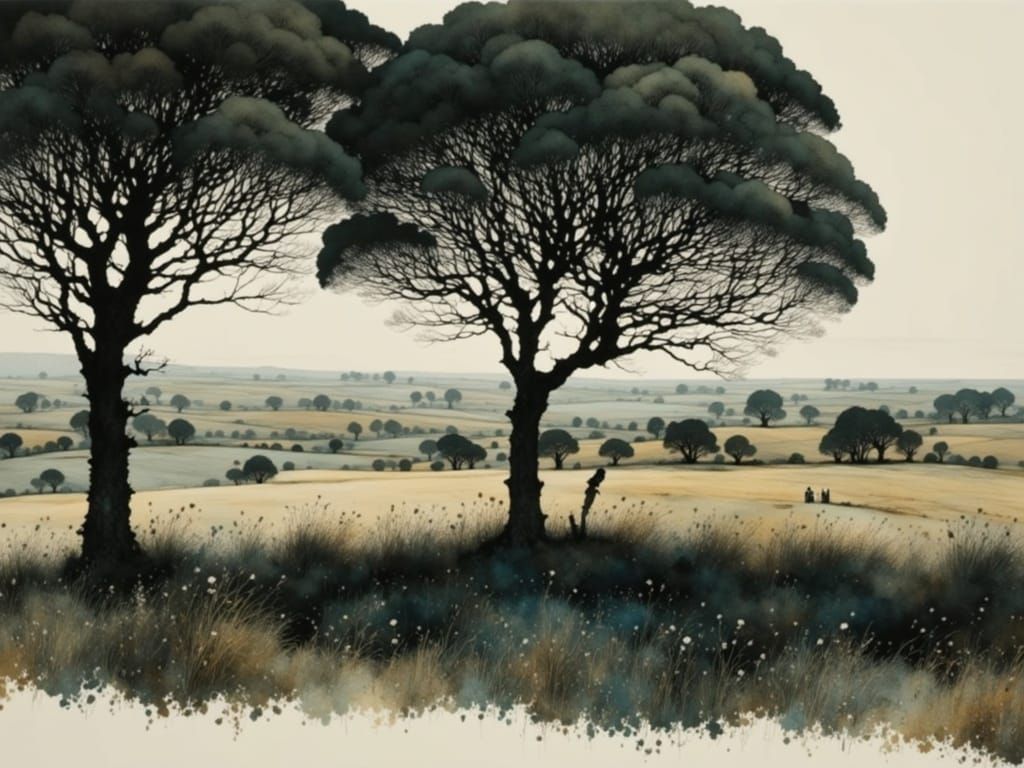 Evocative Landscape in Watercolor Style