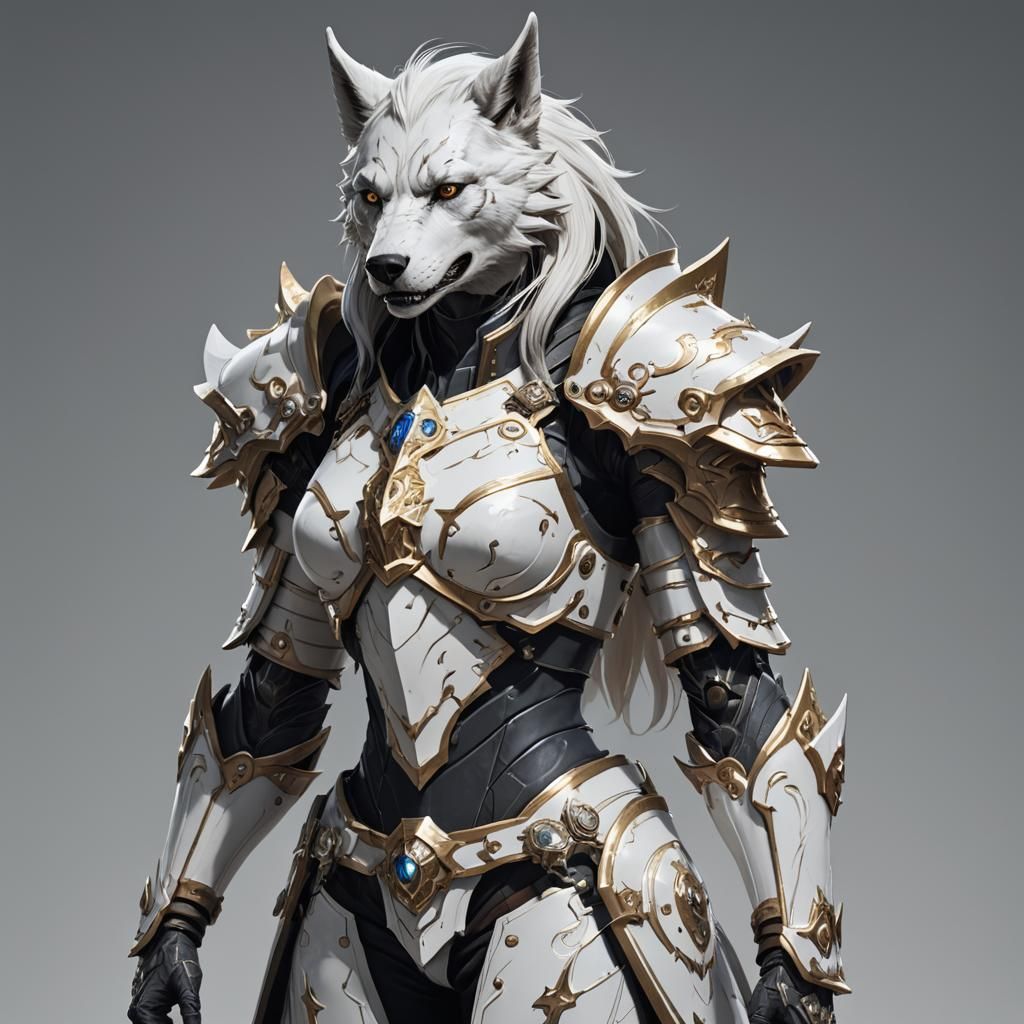 White Worgen Warrior in Anime Style Armor