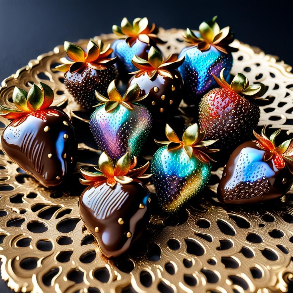 Iridescent Strawberries Dipped in Glass Chocolate