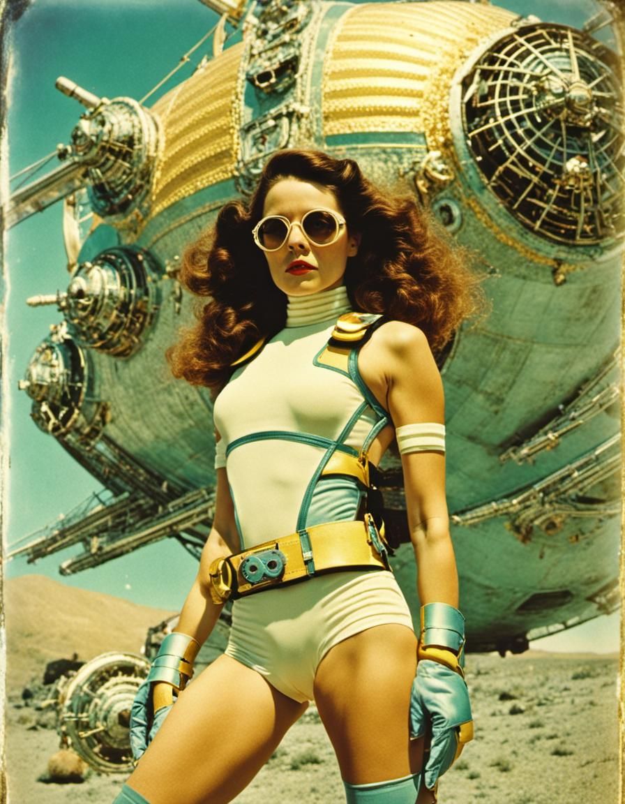 Glamorous Space Heroine in 90s Style Photography