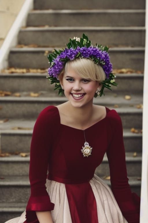 Blonde Queen with Flower Crown Portrait