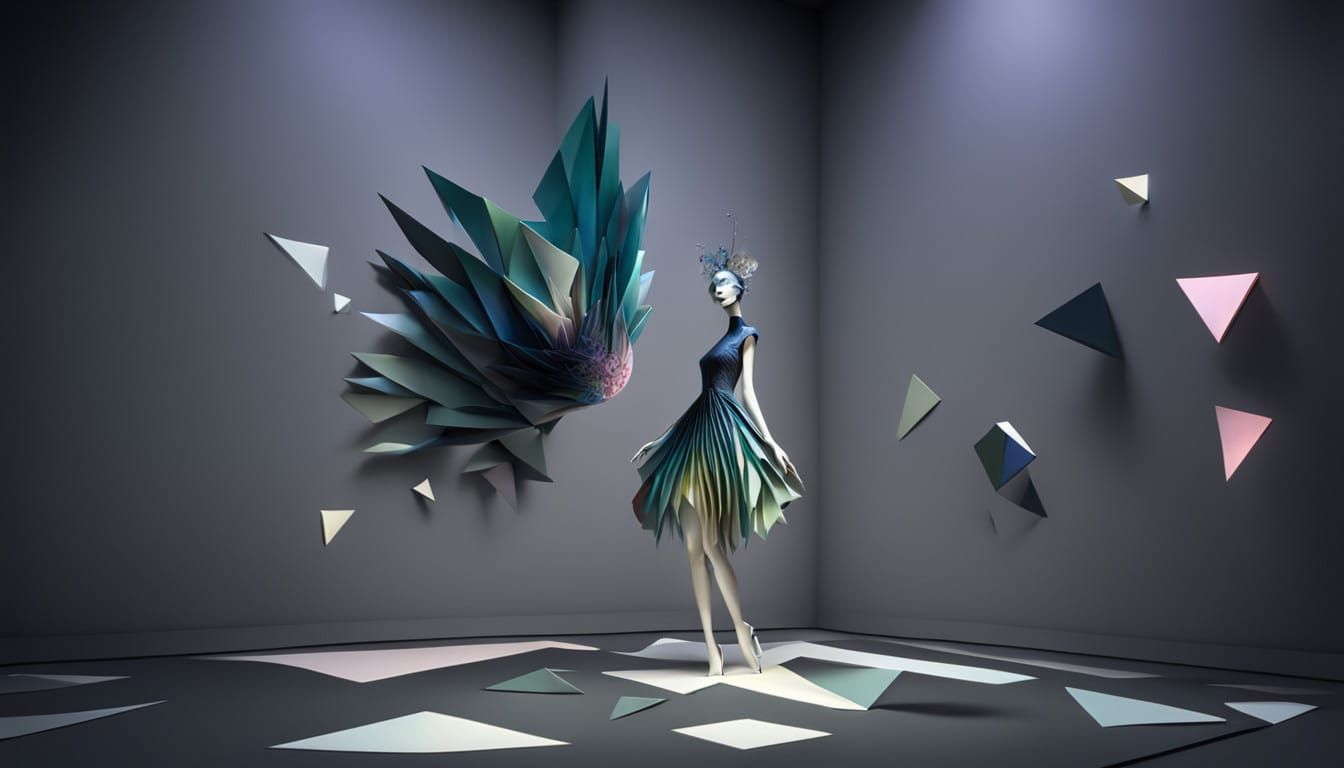 eyes darkly soft clothing 3D origami fractal chromoshadow vi...