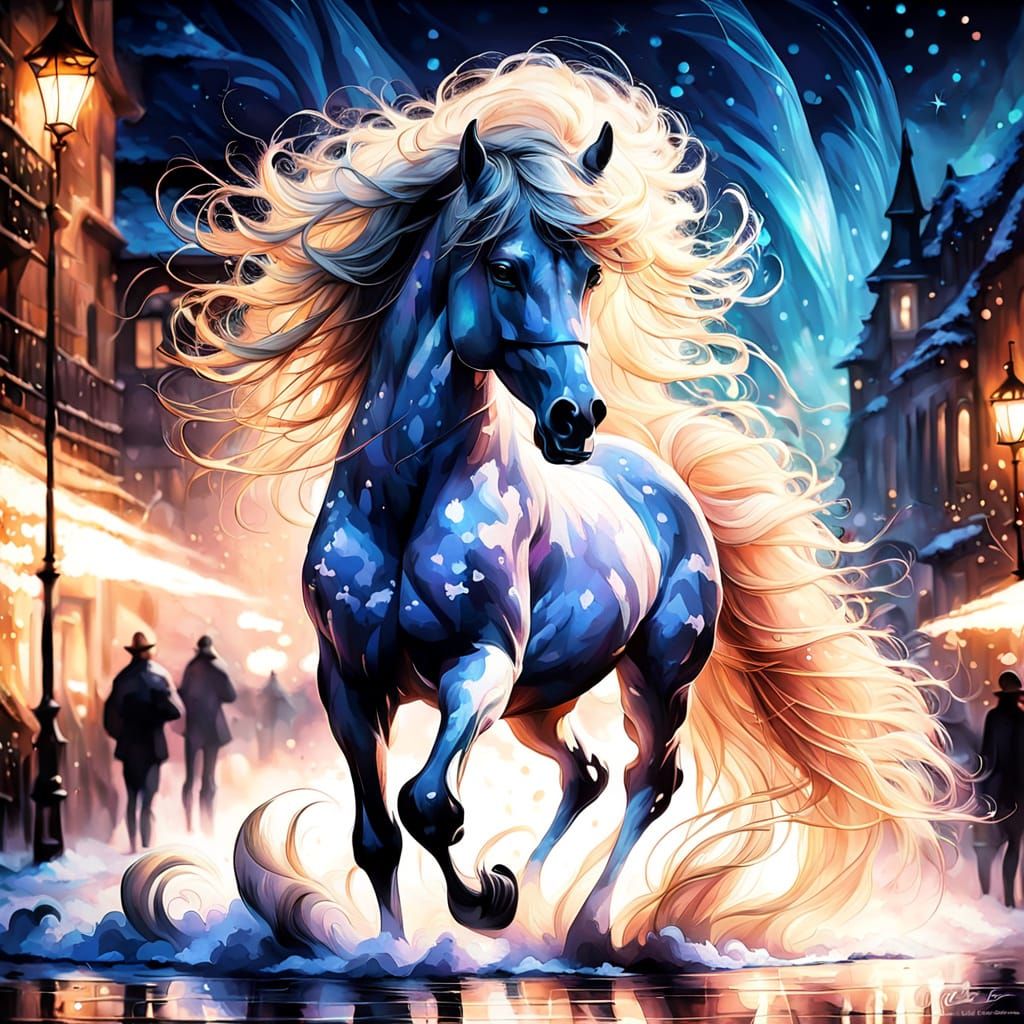 Magical Scarlet Horse Woven from Stardust