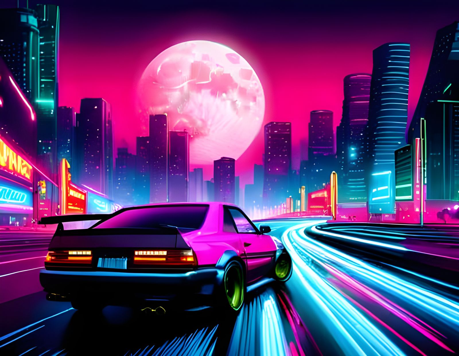 Retrowave Cityscape Inspired by Drift Stage
