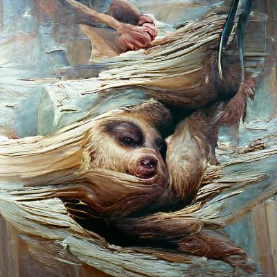Sloth in Oil Painting Style