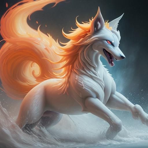 Hyperrealistic Ninetales Splash Art Concept