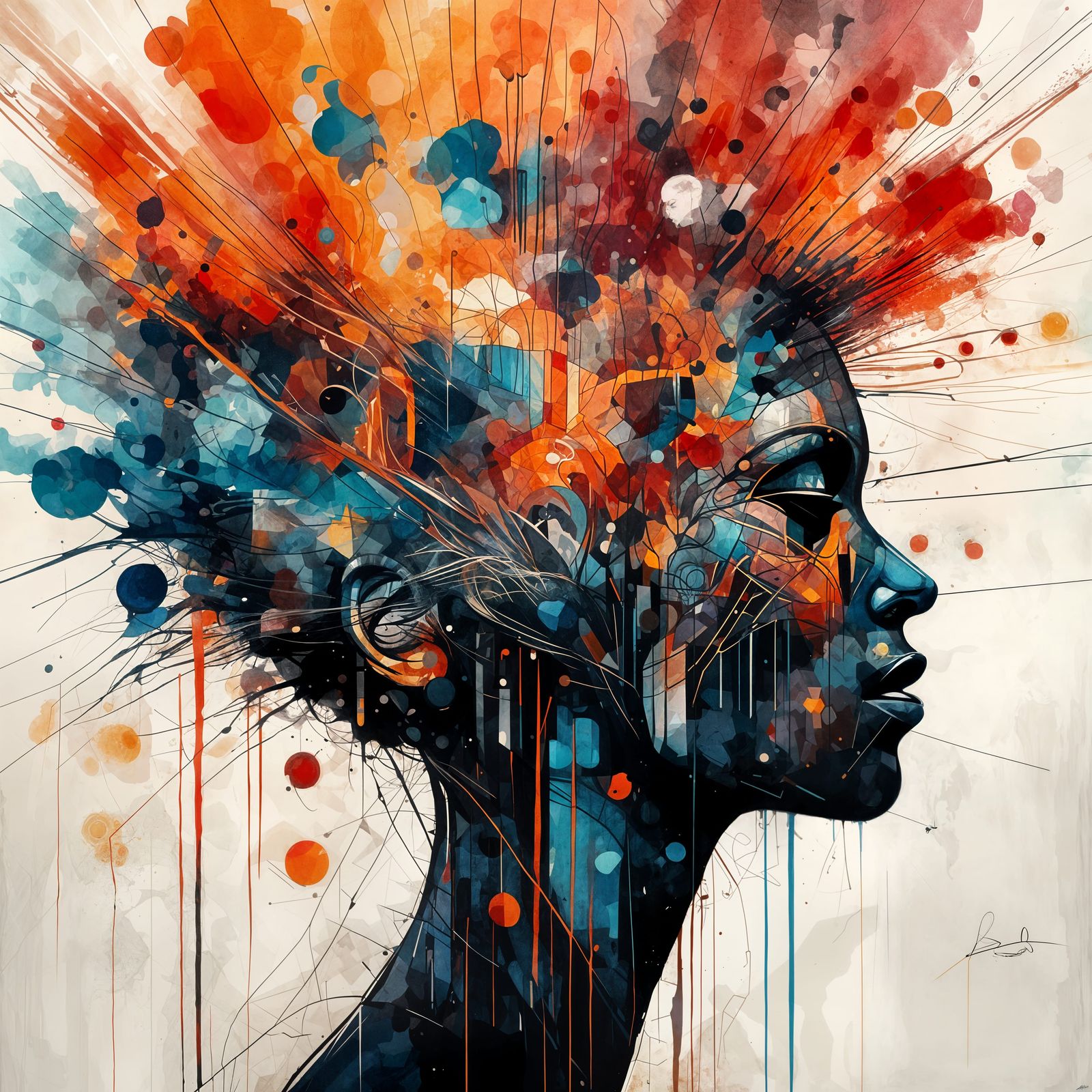 Abstract Android Emotions in Explosive Street Art