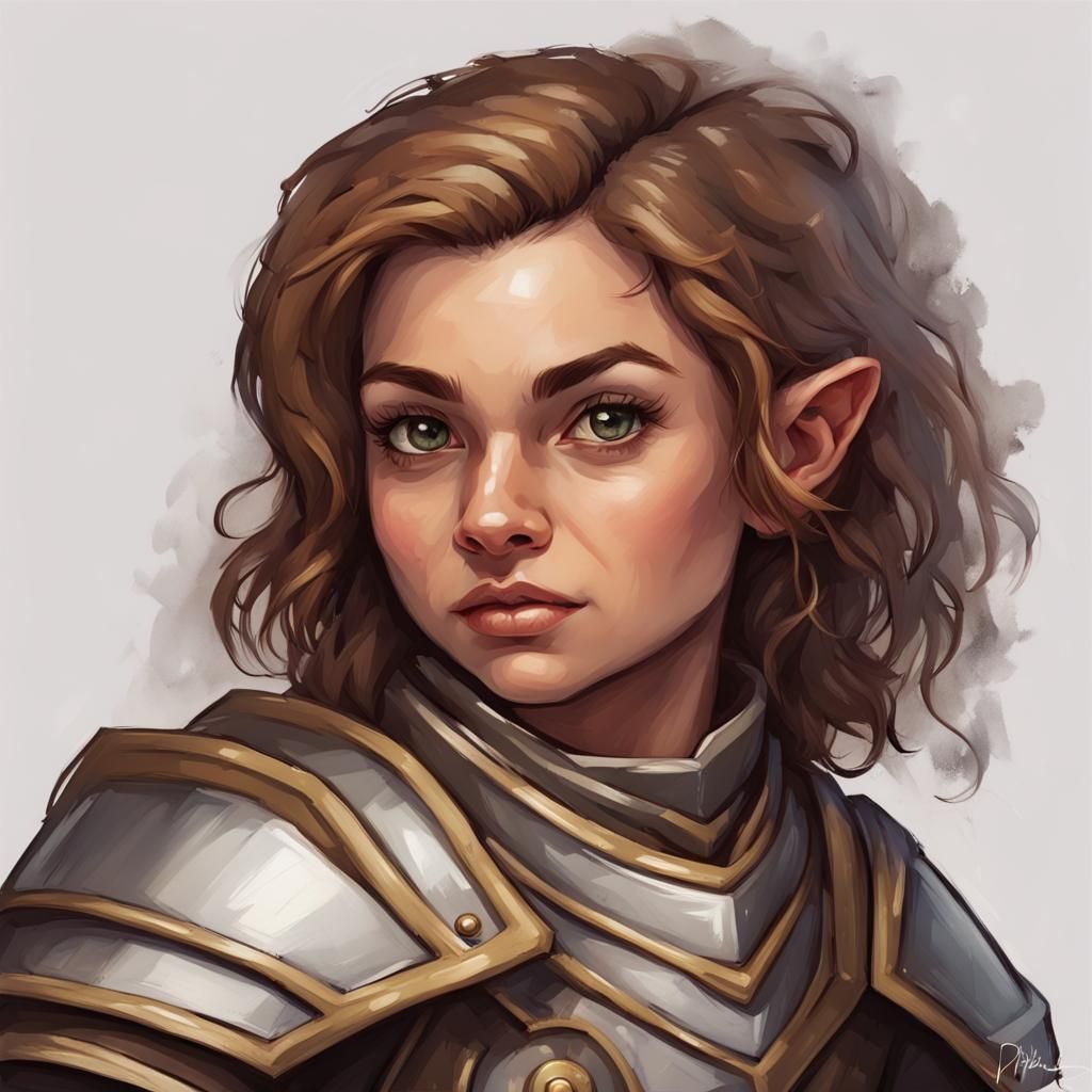 Halfling Paladin Portrait in DnD Fantasy Style