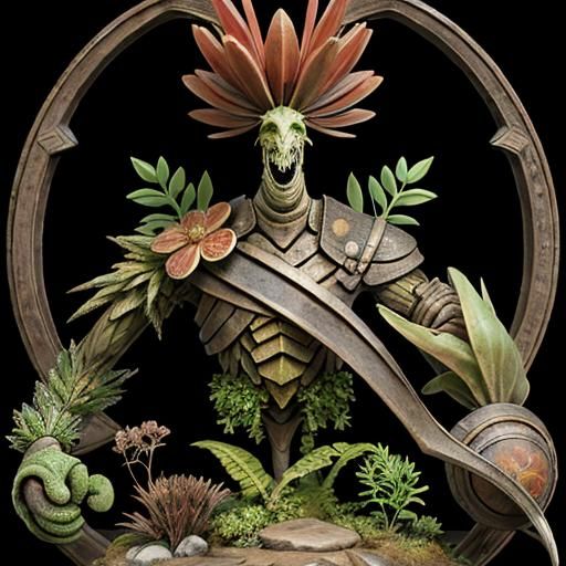 Fractured White Flora: Angular Botanical Art