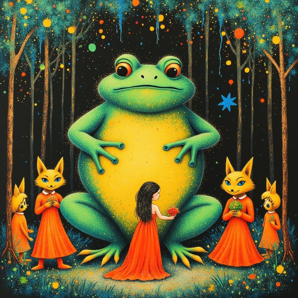 Toad and Fox Bride in Matisse Style