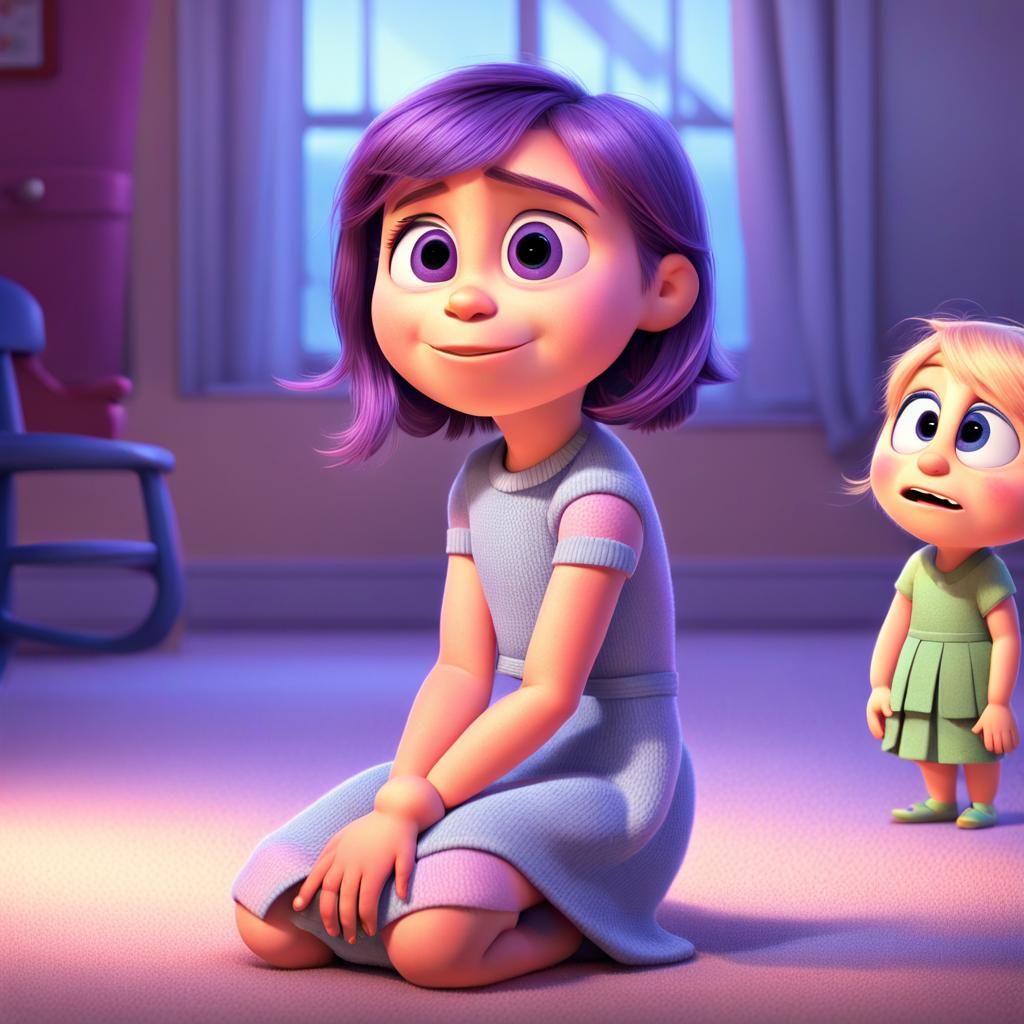Girl and Emotions in Pixar Style 3D Art