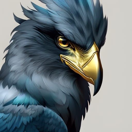 Elegant Black Harpy Eagle Portrait with Ice Texture