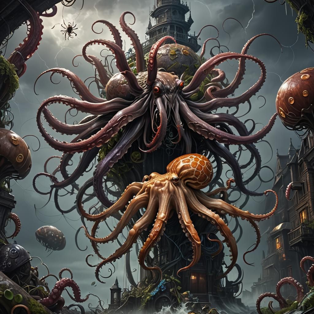 Dark Fantasy Octopus Spider Tornado Creature
