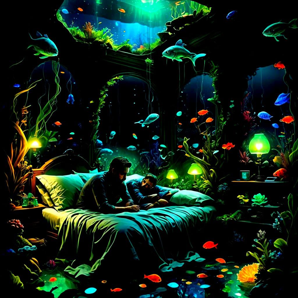 Aquatic Monster in Bed: A Fantasy Concept Art