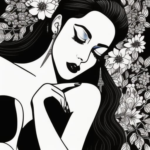 Minimalist Ink Drawing of a Reclining Woman