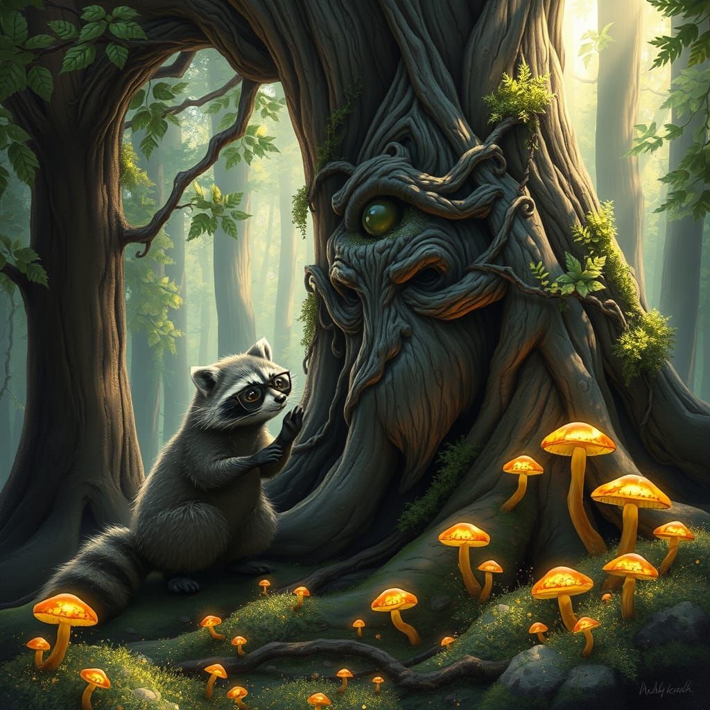 Enchanted Forest: Ent and Raccoon's Ancient Secrets