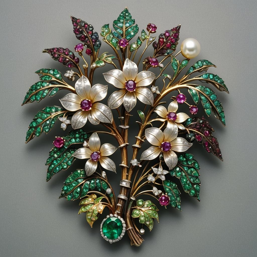 Orchid Brooch Jewelry in 3D Platinum