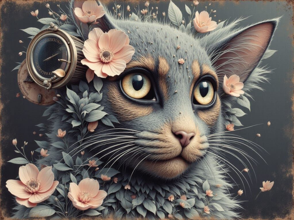 Coffee Monsters Collage Dream in Antique Photo Style