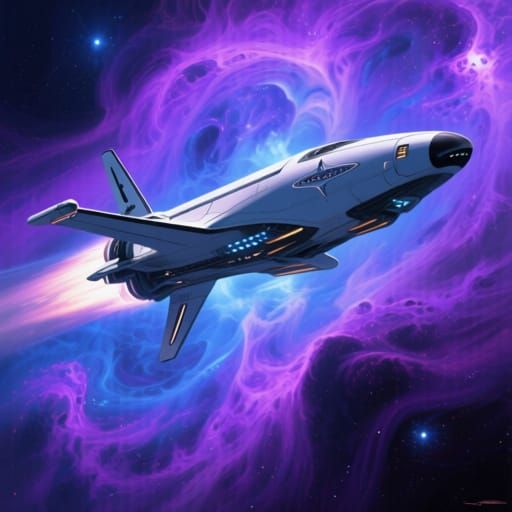 Starship Evolves in Nebula, Futuristic Sci-Fi Art