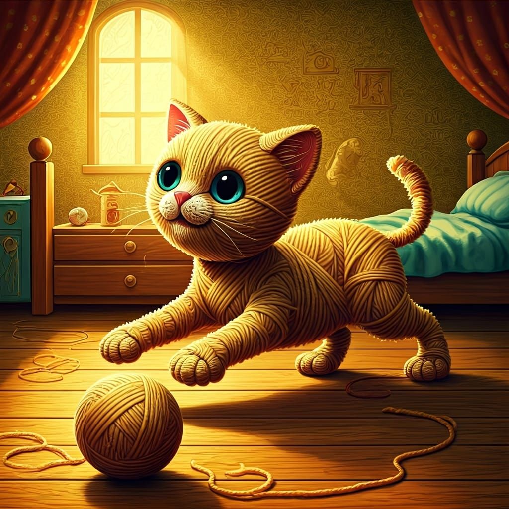Yarn Kitten's Whimsical Golden Age Adventure