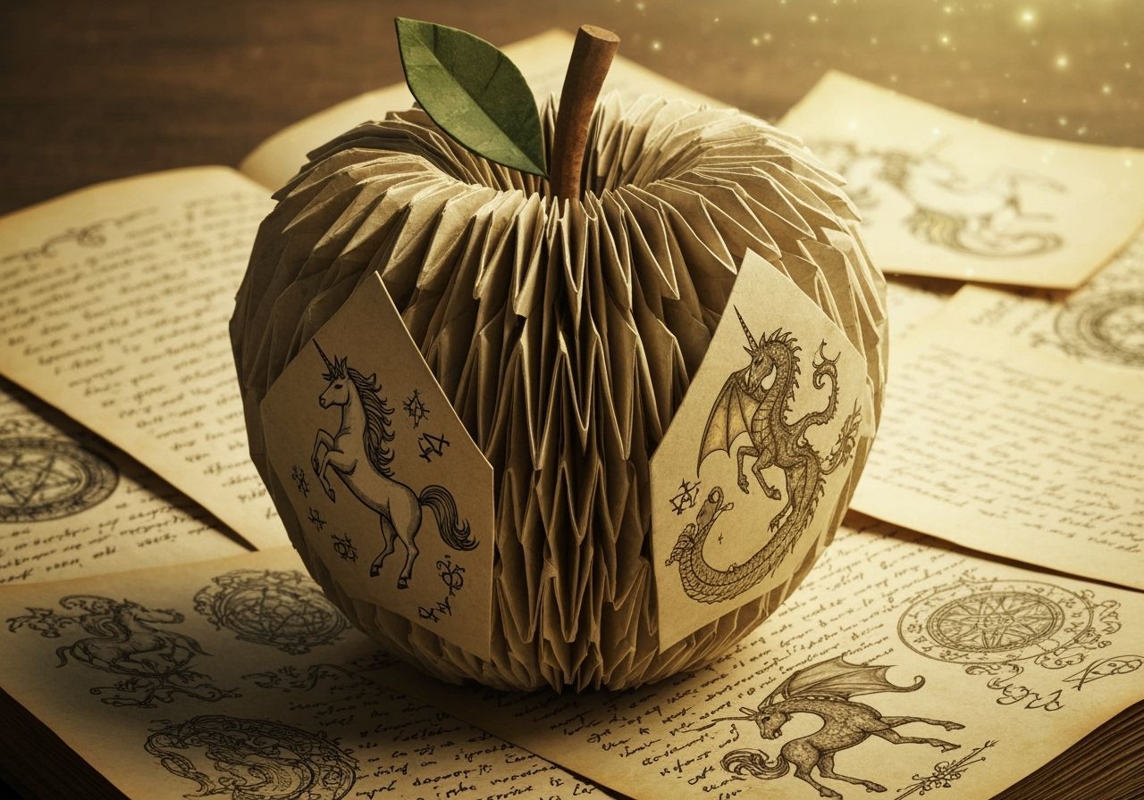 Origami Apple Made of Witchcraft Notes