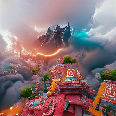Detailed God in a Fantastical Landscape