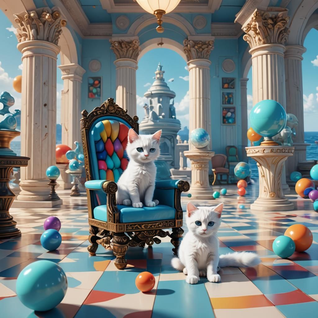 Alien Woman with Chessboard World, 3D Digital Art